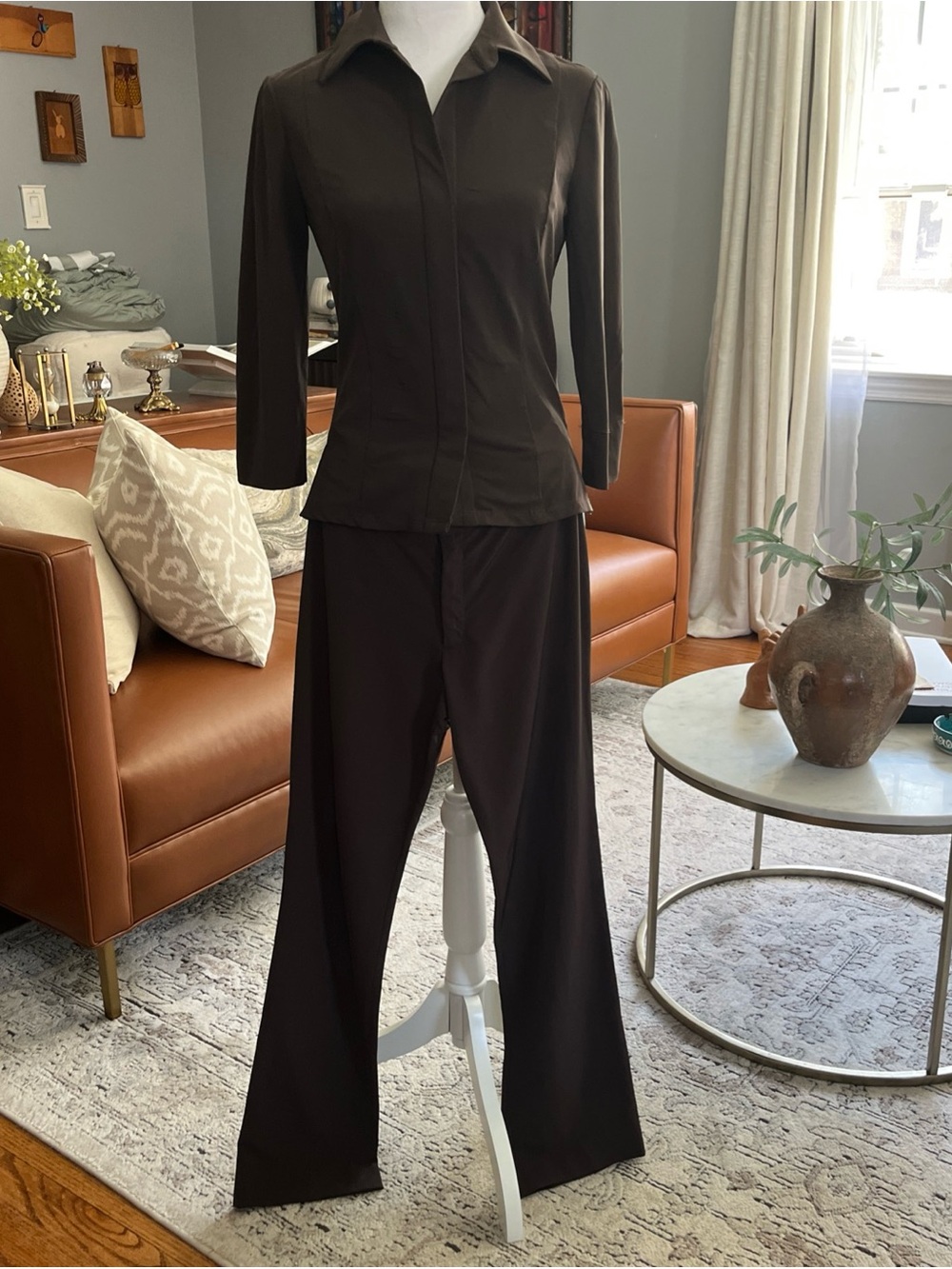 Guess 2 Piece Women’s Brown Suit Set! Blazer And Slacks Size S/0 Sexy Workwear